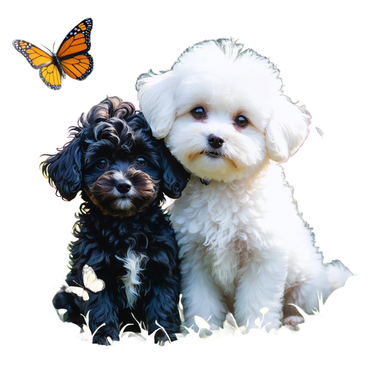 puppy_playdate_in_flower_meadow"_men's_t-shirt1